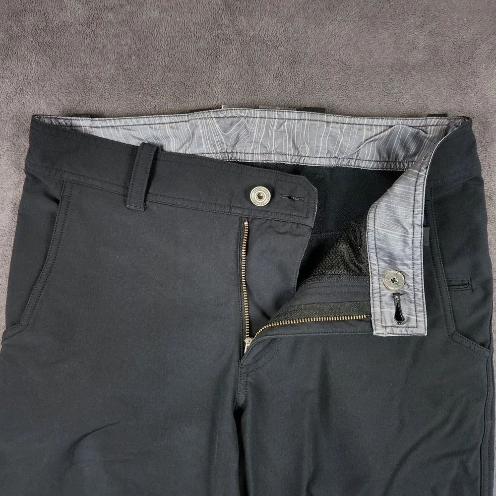 Lululemon Men's Black Commission Pants 31x34 Vintage Octagon Logo Zipper Pockets